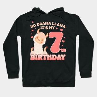 No Drama Llama its my 7th birthday cute Llama gift for kids Hoodie